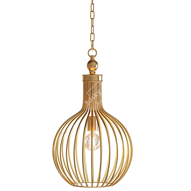 Elegant Gold Leaf Pendant 3D model image 1