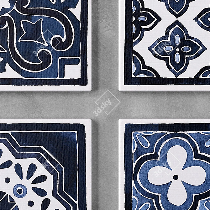 Blue Patterns Canvas Art 3D model image 3