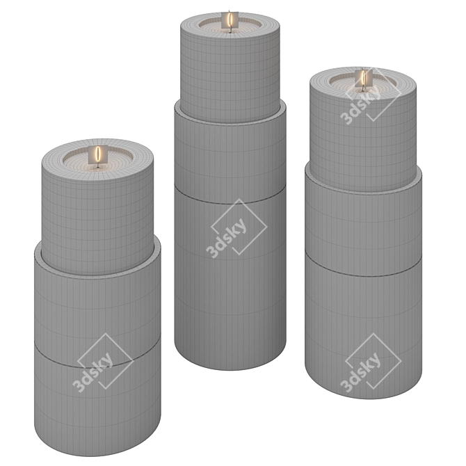 Elegant Sierra Candle Holder Set 3D model image 3