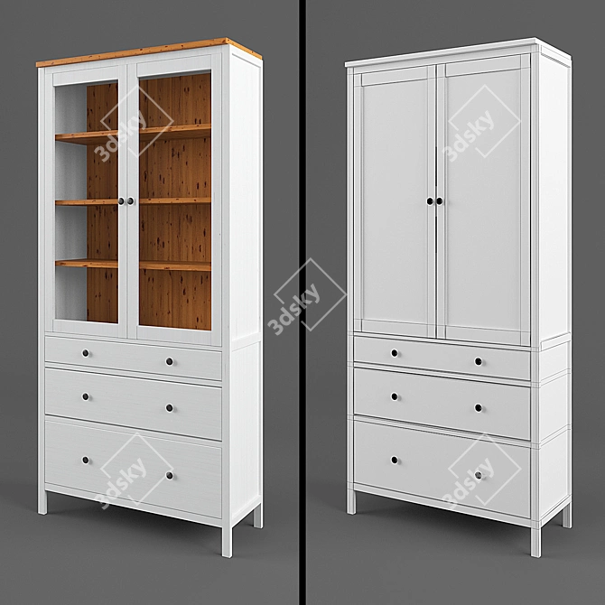 HEMNES Glass-door Cabinet 3D model image 2