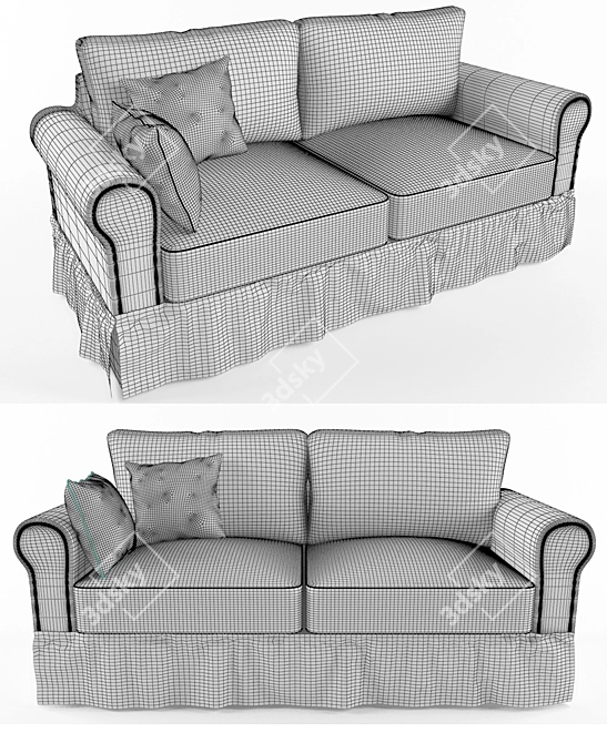 Vintage Provans Sofa, 2-Seater 3D model image 3