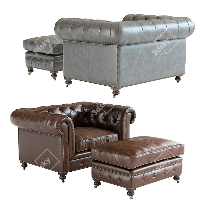 Restoration Hardware Kensington Leather Chair: Premium 3D Model 3D model image 3