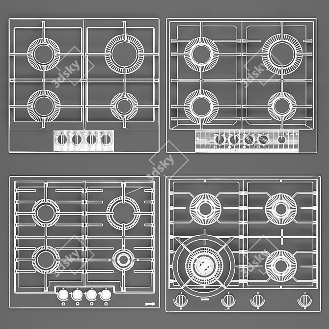 Gas Cooktop Set (Bosch, Siemens, Gorenje, Asko) 3D model image 3