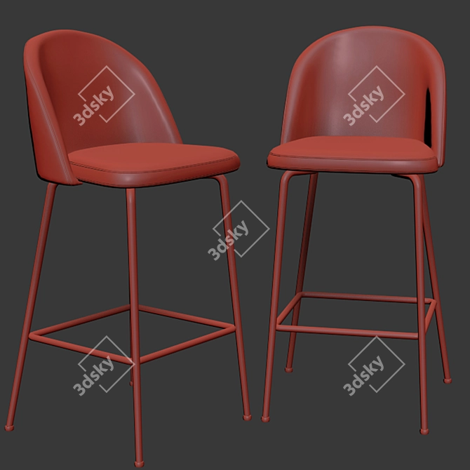 Modern Wooden Bar Stool 3D model image 3