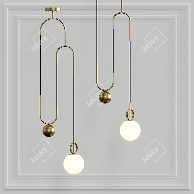 Elegant Metal and Glass Lamp, Adjustable Size 3D model image 1