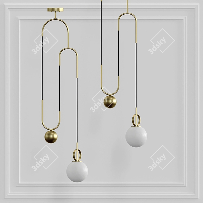 Elegant Metal and Glass Lamp, Adjustable Size 3D model image 2