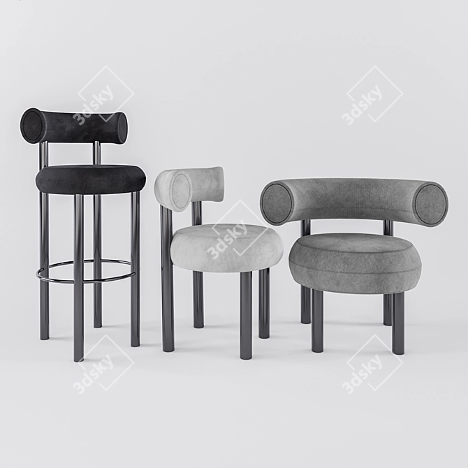 Elegant Cassia Fat Chairs 3D model image 1