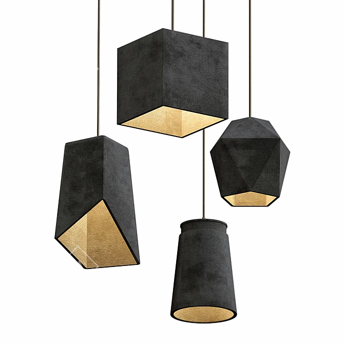 Modern Concrete Chandelier - Industrial-style Lighting 3D model image 1