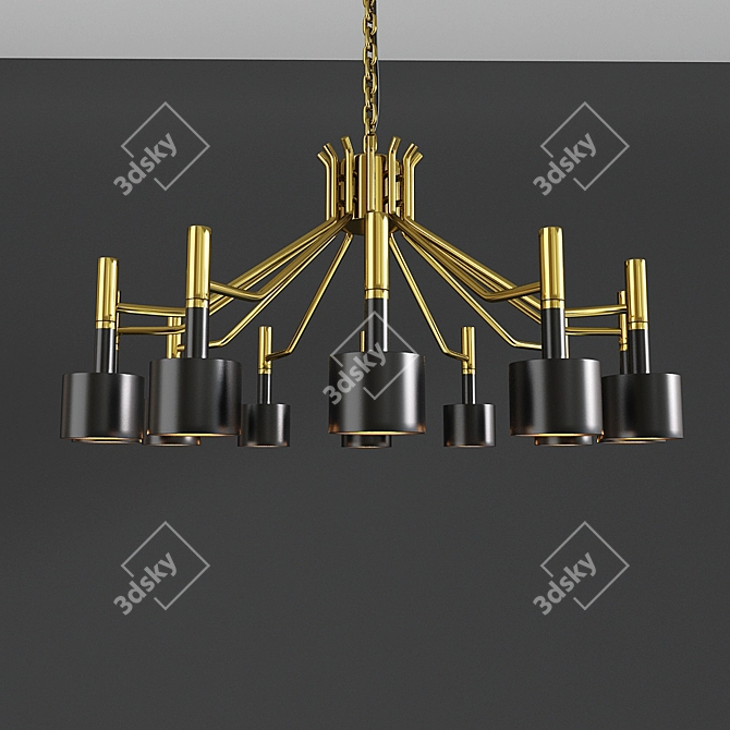 Sleek Multi-Head Chandelier 3D model image 1