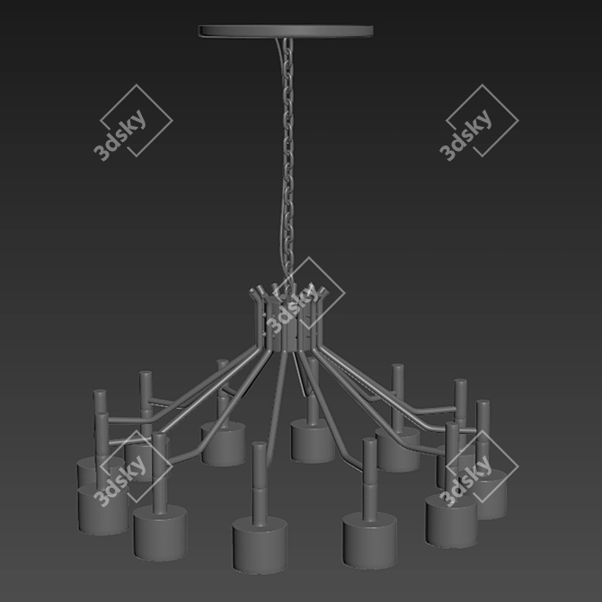 Sleek Multi-Head Chandelier 3D model image 2