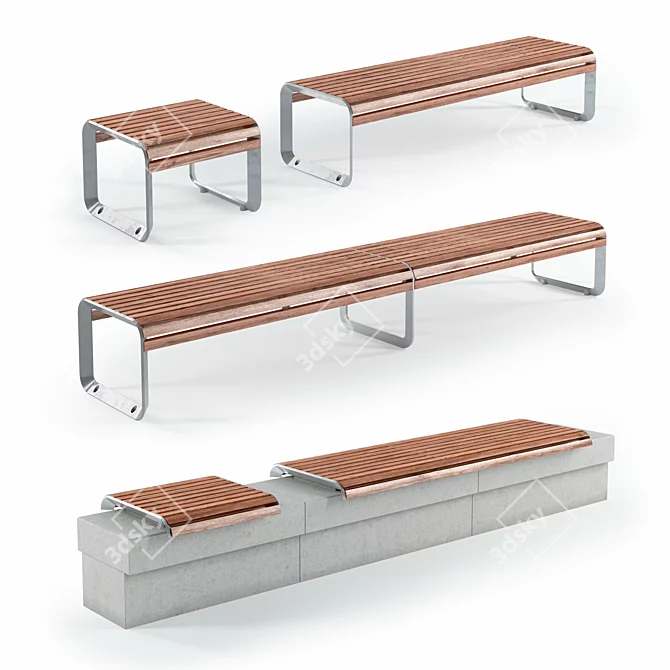 Modern Outdoor Bench Set: Mmcite Portiqoa, Port 3D model image 1