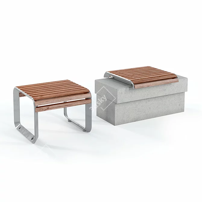 Modern Outdoor Bench Set: Mmcite Portiqoa, Port 3D model image 2