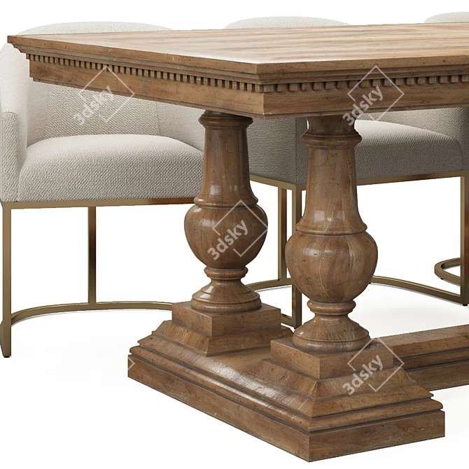 Elegant RH St James Dining Set 3D model image 2