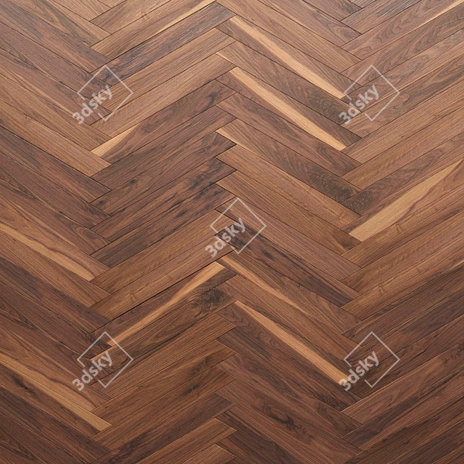 Golden Leaf Parquet, Herringbone 3D model image 1