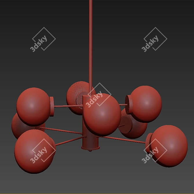 Modern 8-Light Sputnik Pendant 3D model image 2