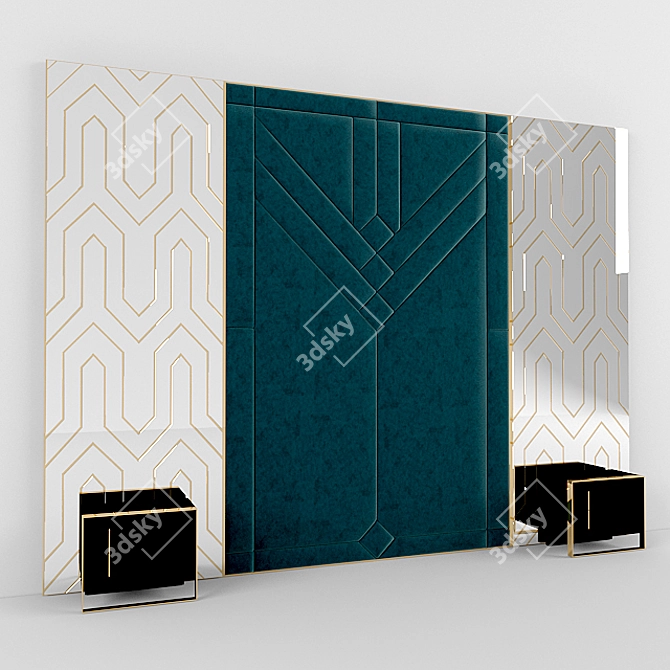 Modern Wall Panel Bed 3D model image 1