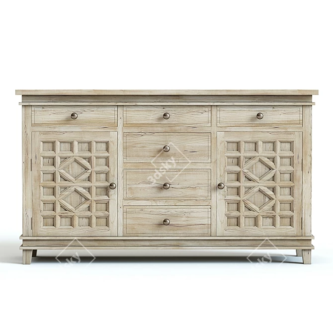 Elegant Luella Extra Wide Dresser 3D model image 3