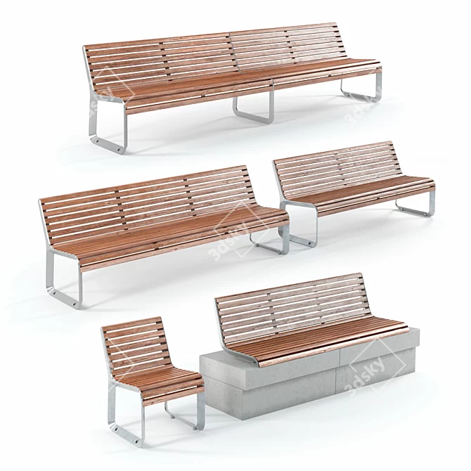 Modern Portiqoa Port Benches Set 3D model image 1