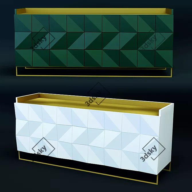 Modern Gold Sideboard by Dren Begolli 3D model image 1