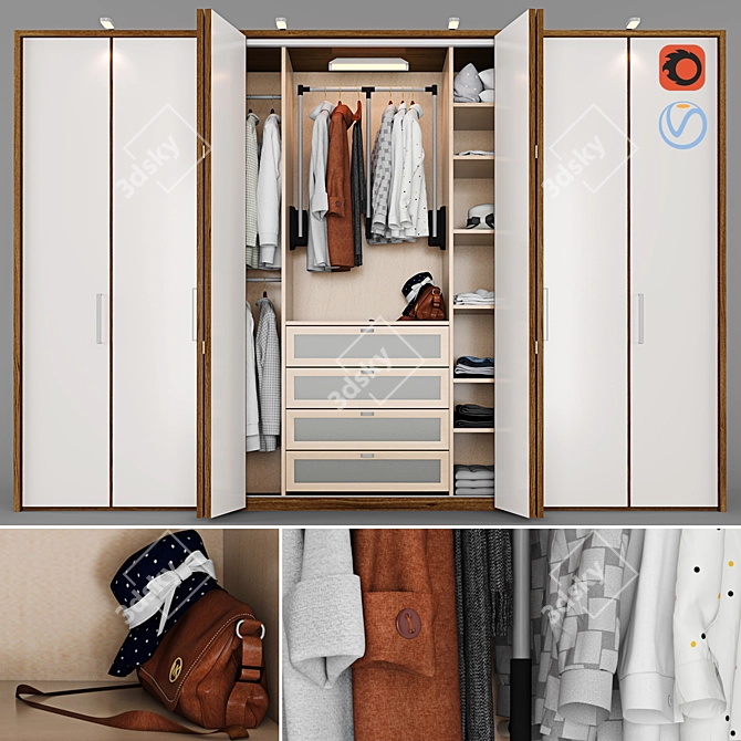 Luxury Wall Closet - Modern Design 3D model image 1