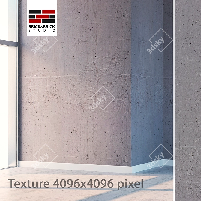 Seamless Concrete Wall Texture 3D model image 1