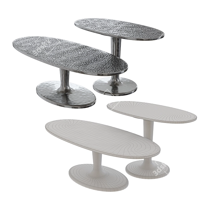 Elegant Aluminum Coffee Tables 3D model image 3