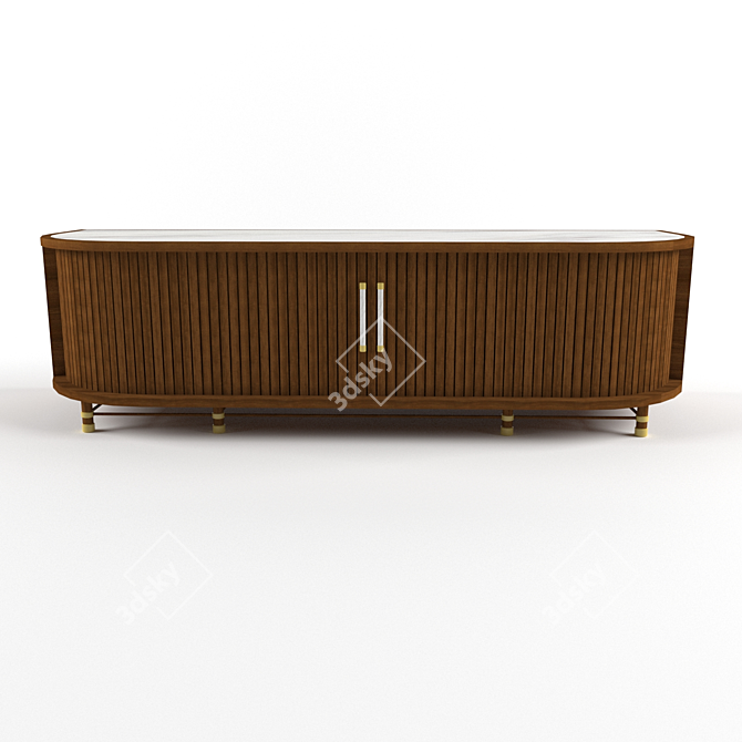 Modern Tambour Media Cabinet: Sleek Design, Spacious Storage 3D model image 1