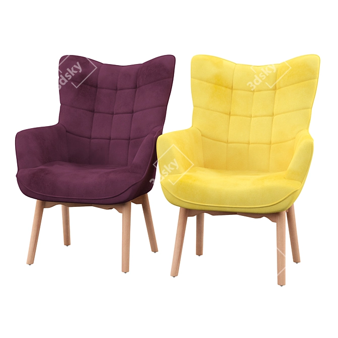 Elegant Tufted Armchair 3D model image 1