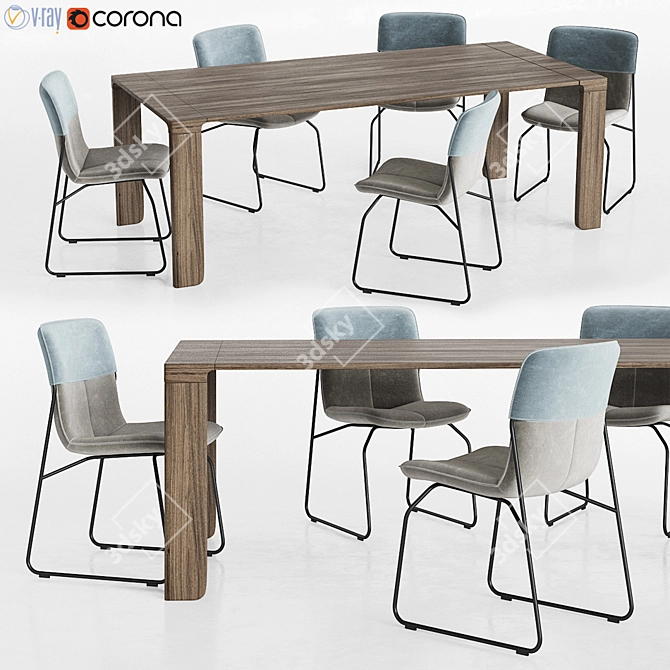 Elegant Dining Set: Ditte Chair, Yama Table & More 3D model image 1