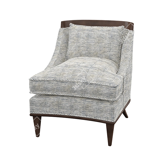 Elegant Velvet Armchair 3D model image 2