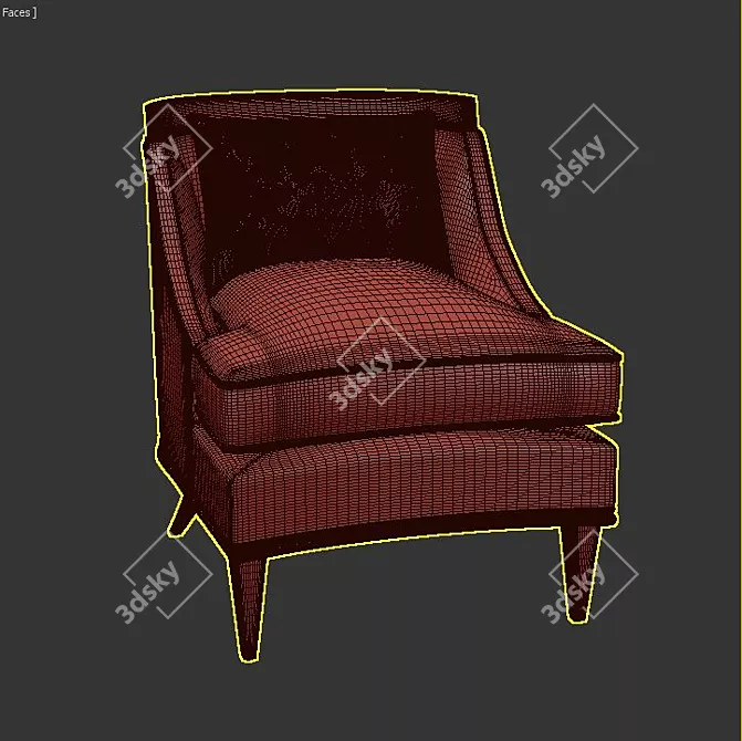 Elegant Velvet Armchair 3D model image 3