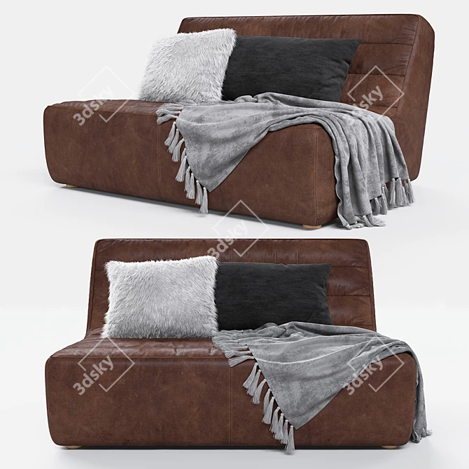 Luxurious Chelsea Leather Sofa 3D model image 1