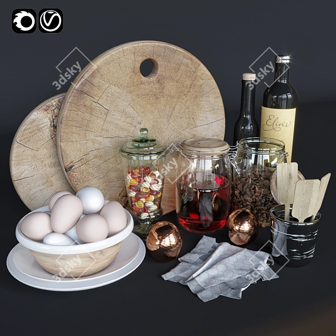 Modern Kitchen Accessory Set - V-Ray, Corona render, FBX 3D model image 1