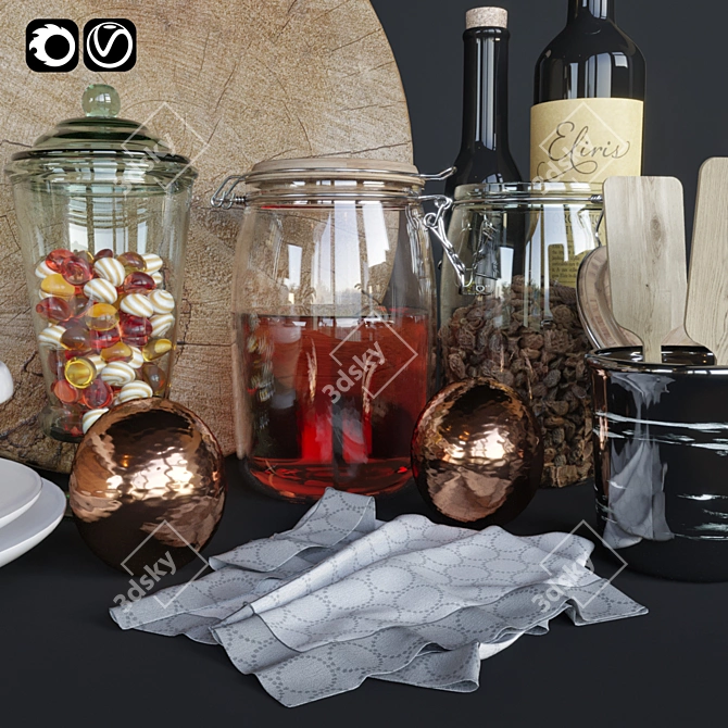 Modern Kitchen Accessory Set - V-Ray, Corona render, FBX 3D model image 2