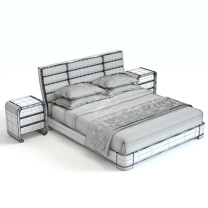 Sleek Black Bed Set by Baker 3D model image 3