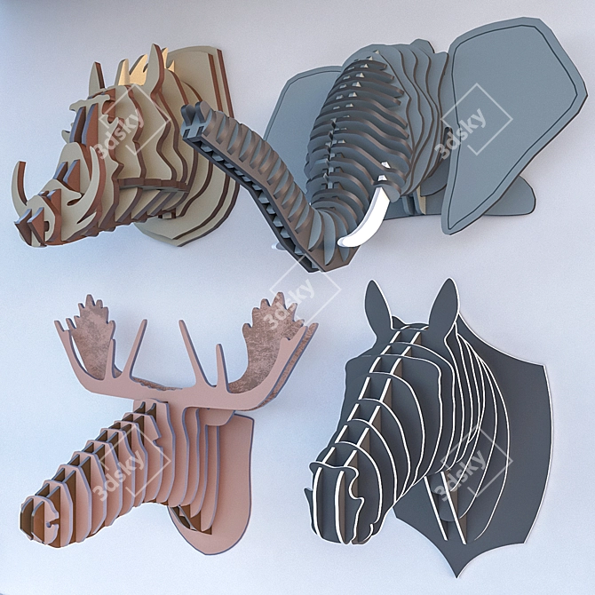 Wildlife Wonders: 3D Animal Trophy Heads 3D model image 2