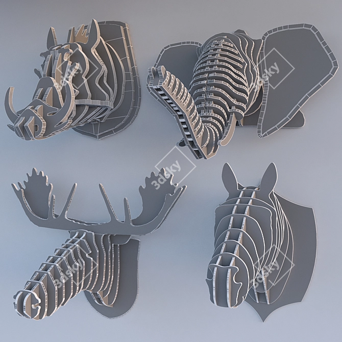 Wildlife Wonders: 3D Animal Trophy Heads 3D model image 3