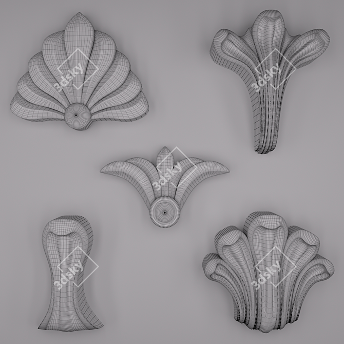 3D Trim Ornaments: 5 Designs 3D model image 2