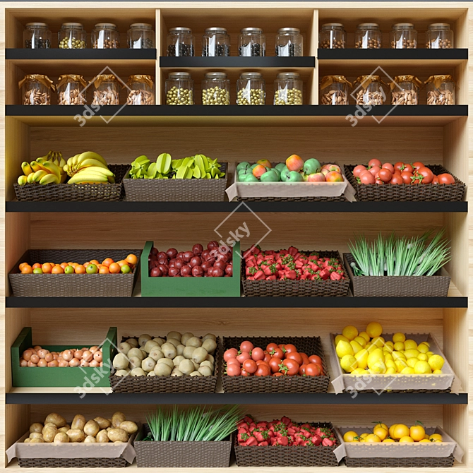  Multi-Purpose Storage Rack: Fruits, Vegetables, Cereals 3D model image 1