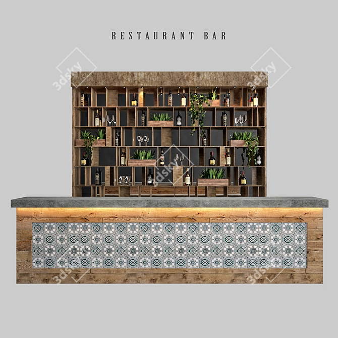 Industrial Loft Bar Set 3D model image 1