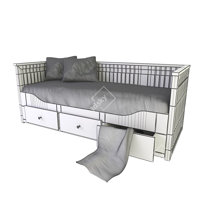 Versatile Hemnes Sofa Bed with Storage 3D model image 2