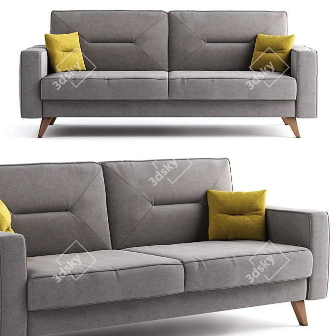Modern Bari 3-Seater Sofa 3D model image 2