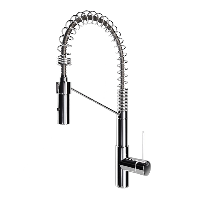 Sleek Chrome Kitchen Faucet 3D model image 2