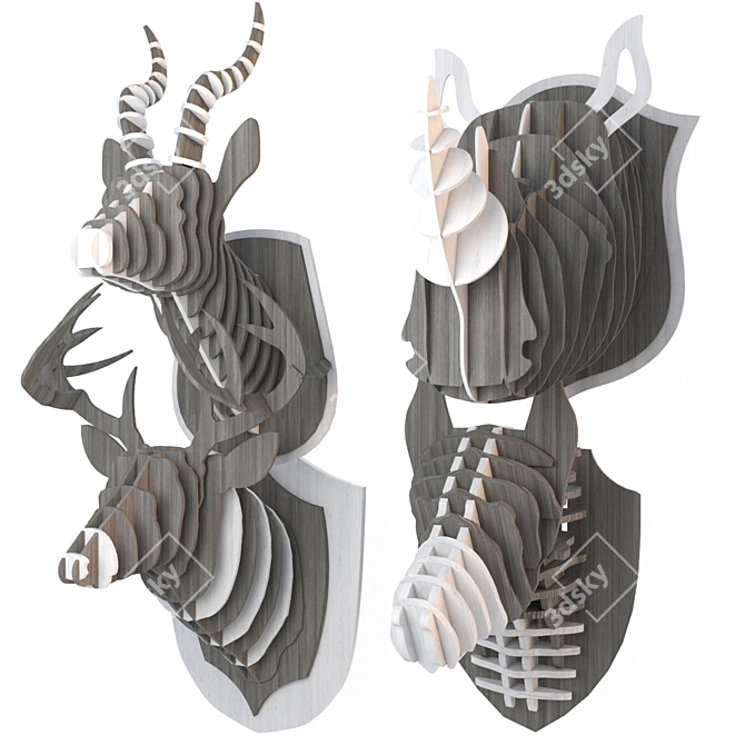 Unique Animal Trophy Wall Decor 3D model image 2