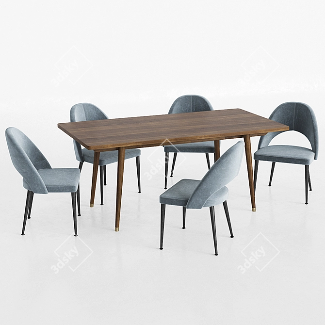 Modern Modrest Gloria Dining Set 3D model image 2