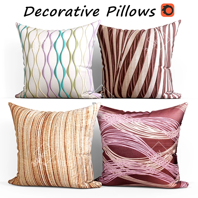 Designer Decorative Pillow Set 3D model image 1