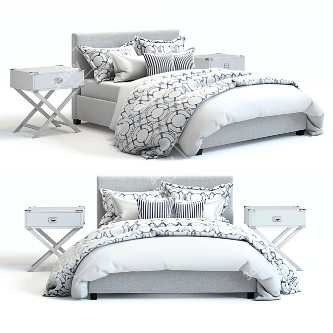 Elegant Pottery Barn Raleigh Bed 3D model image 1