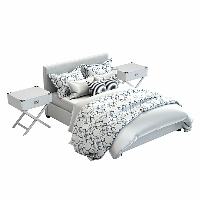 Elegant Pottery Barn Raleigh Bed 3D model image 2