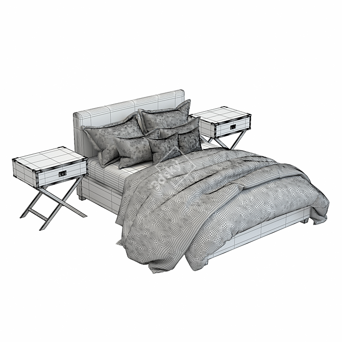 Elegant Pottery Barn Raleigh Bed 3D model image 3