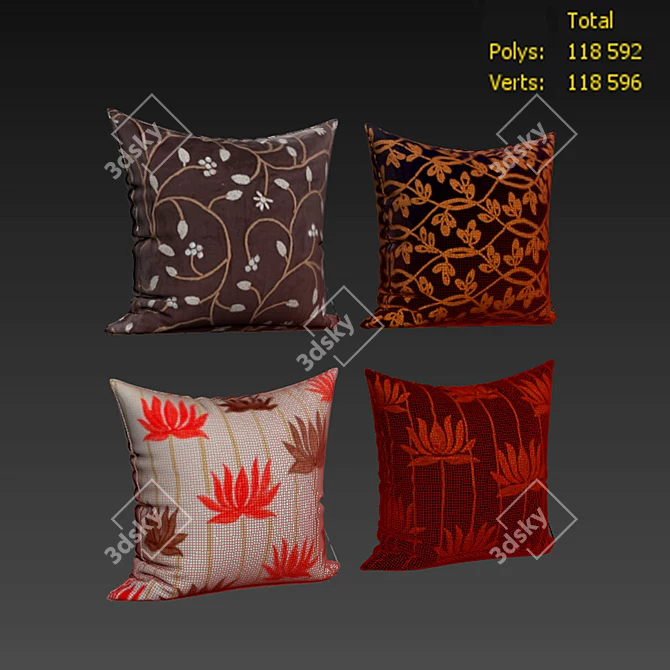 Designer Decorative Pillow Set 3D model image 2